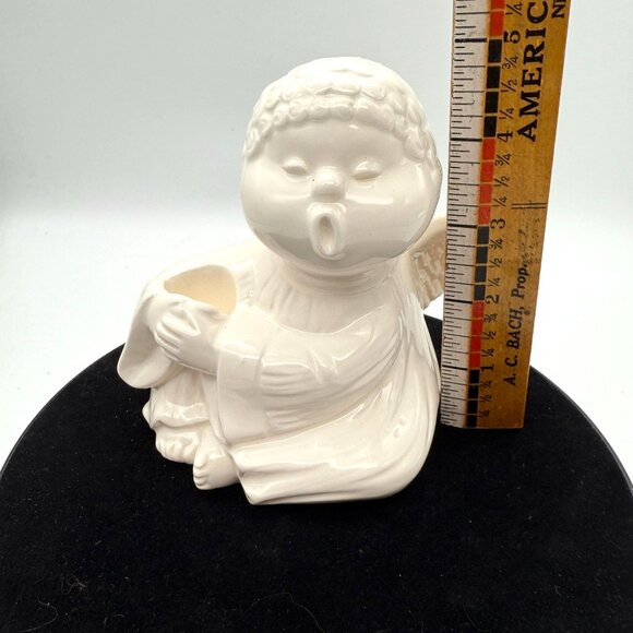Vtg Fitz & Floyd Ceramic Singing Angel Figurine Taper Candle Holder Japan White - Picture 11 of 11